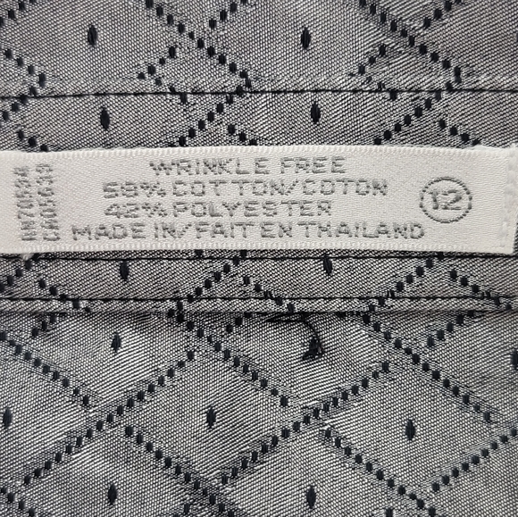 Orvis Button Down Shirt Womens Size 12 Gray Triangle Pattern Long Sleeve Shirt - Picture 4 of 8